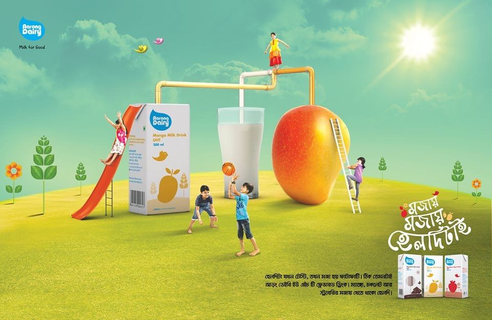 Aarong Dairy static ad: Aarong Dairy Mango Milk Drink Press Ad, 2018