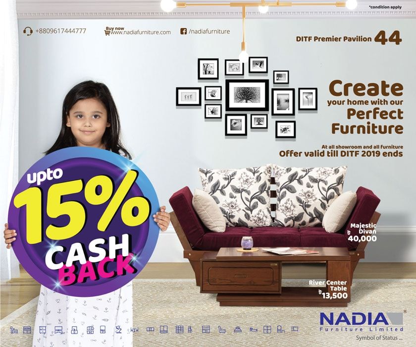 Nadia Furniture static ad: Print ad for Nadia Furniture, 2019.