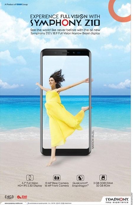 Symphony static ad: Print ad for Symphony Z10, 2017.