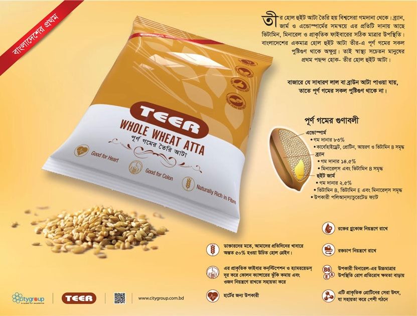 Teer static ad: Teer Whole Wheat Atta Press Ad, August 2016