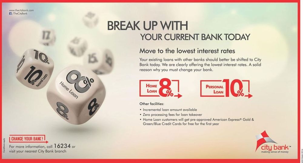 City Bank print ad: Print ad for The City Bank, 2016.
