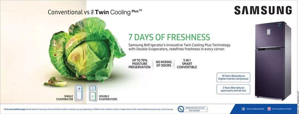 Samsung Refrigerator static ad: Print ad for Samsung Refrigerator, 2017.
