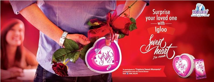 Igloo print ad: Surprise your love with Igloo Sweet Heart Ice Cream