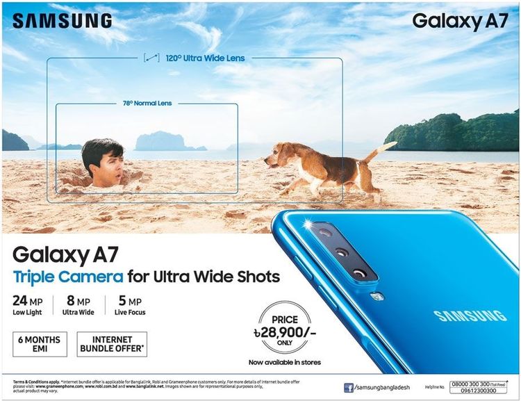 Samsung print ad: Print ad for Samsung Galaxy A7, 2018.