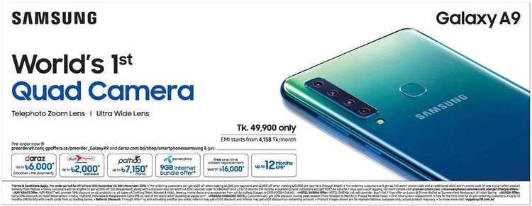 Samsung print ad: Print ad for Samsung Galaxy A9, 2018.