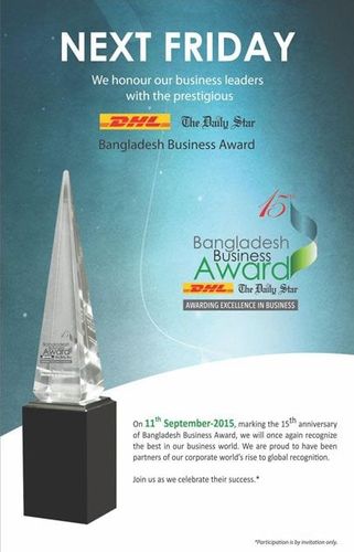 DHL-The Daily Star Bangladesh Business Award static ad: Print ad for DHL-The Daily Star Bangladesh Business Award, 2015.